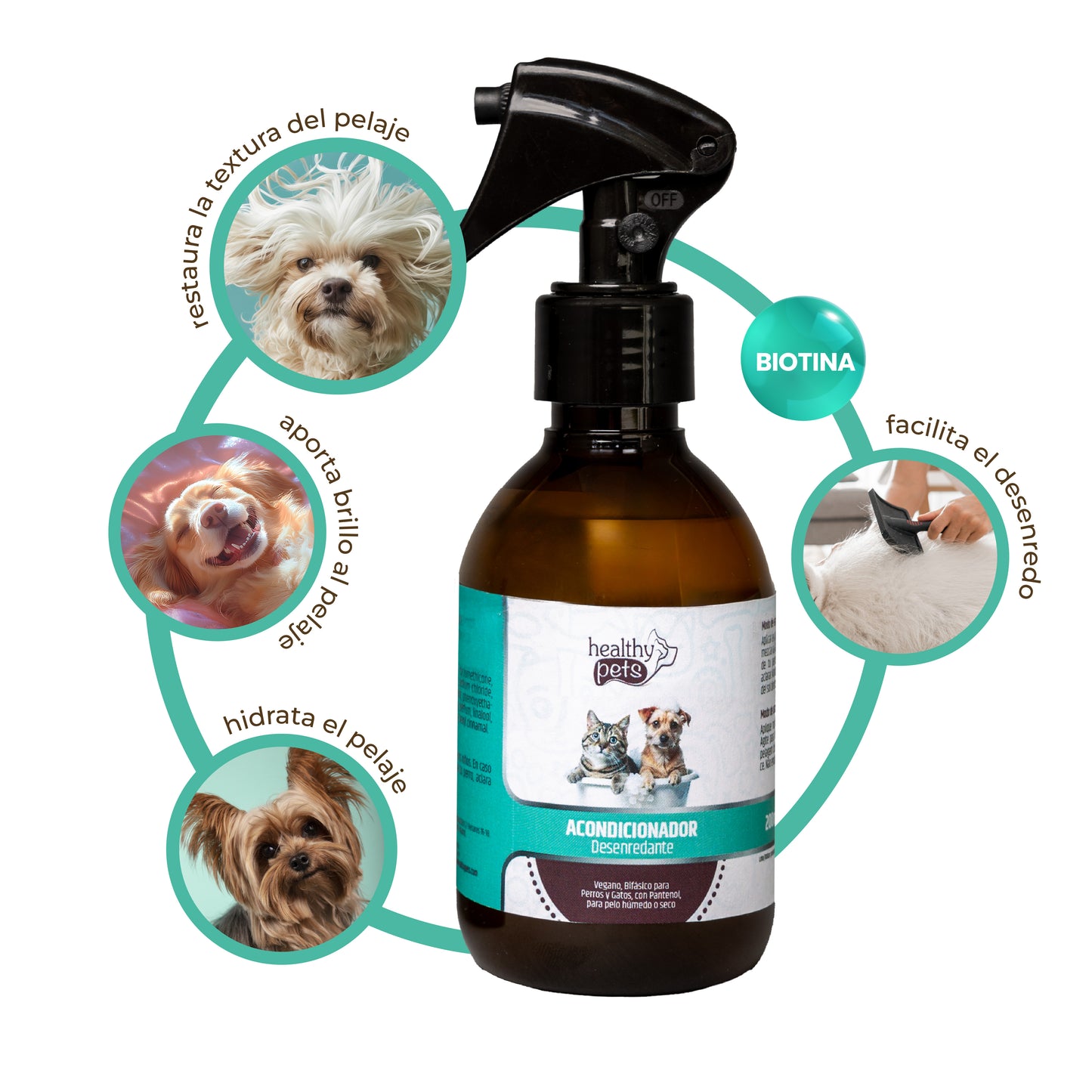 ACONDICIONADOR DESENREDANTE BIFÁSICO PARA PERROS Y GATOS 200 ml
